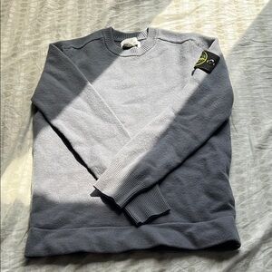 Stone Island Gray Crewneck Sweater with Raglan Sleeves
